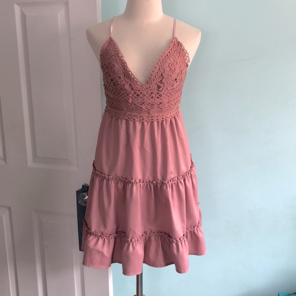 SHEIN blush pink/mauve tie back dress
